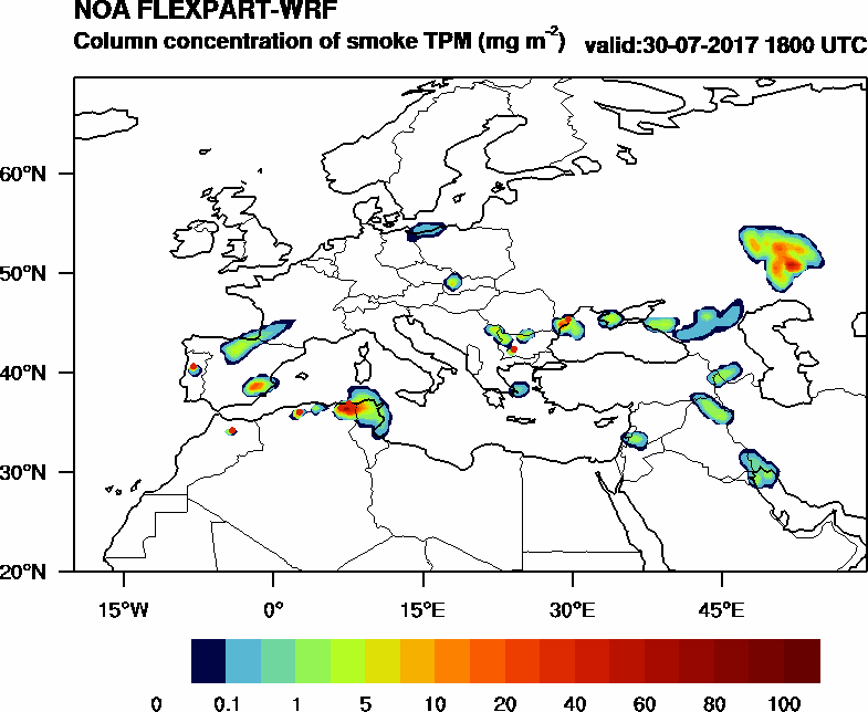 Column concentration of smoke TPM - 2017-07-30 18:00