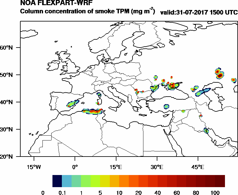 Column concentration of smoke TPM - 2017-07-31 15:00