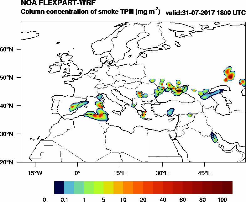 Column concentration of smoke TPM - 2017-07-31 18:00