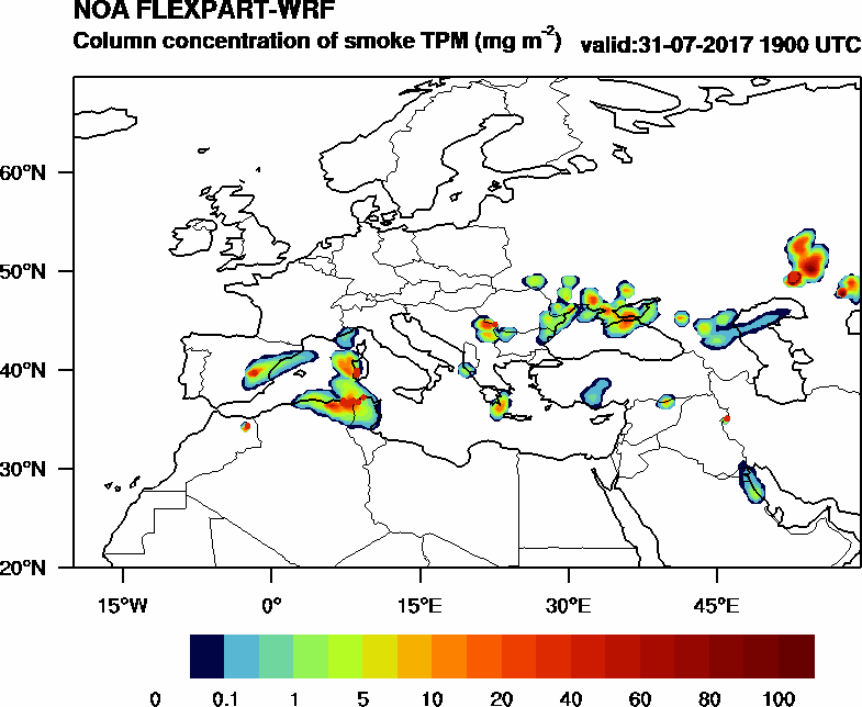 Column concentration of smoke TPM - 2017-07-31 19:00