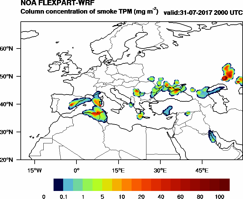 Column concentration of smoke TPM - 2017-07-31 20:00