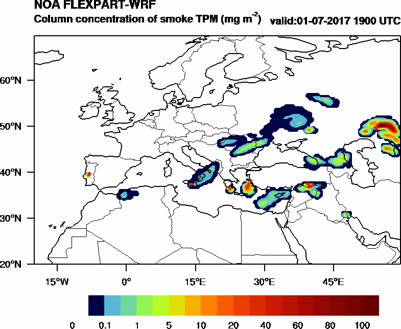 Column concentration of smoke TPM - 2017-07-01 19:00