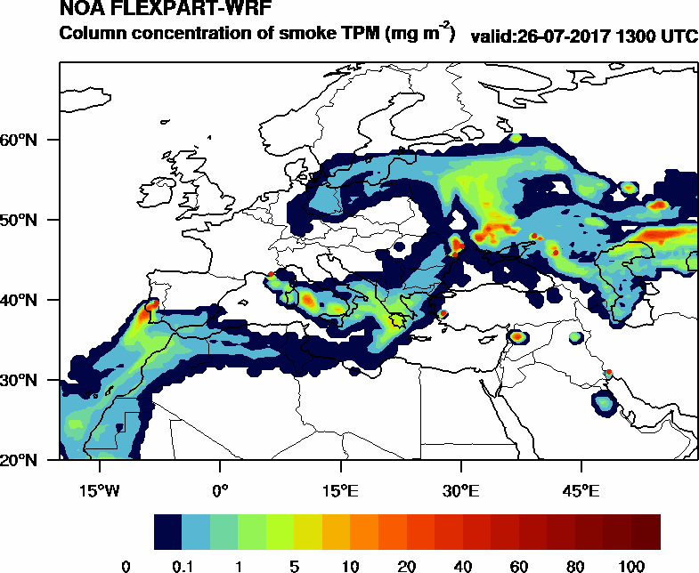 Column concentration of smoke TPM - 2017-07-26 13:00