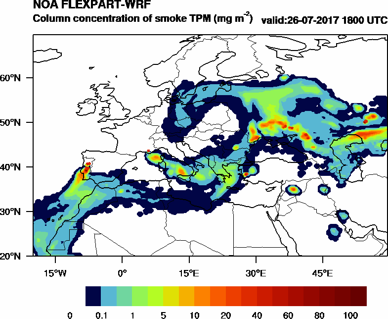 Column concentration of smoke TPM - 2017-07-26 18:00