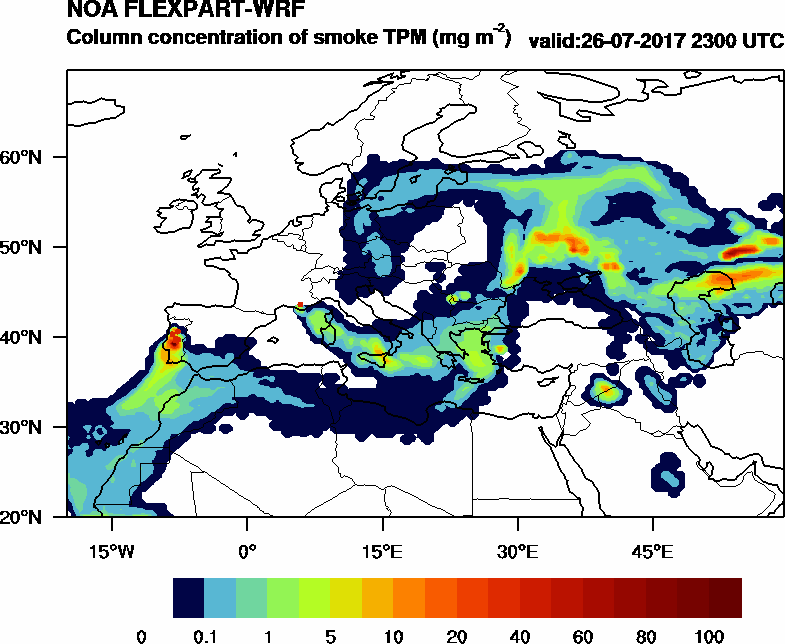 Column concentration of smoke TPM - 2017-07-26 23:00
