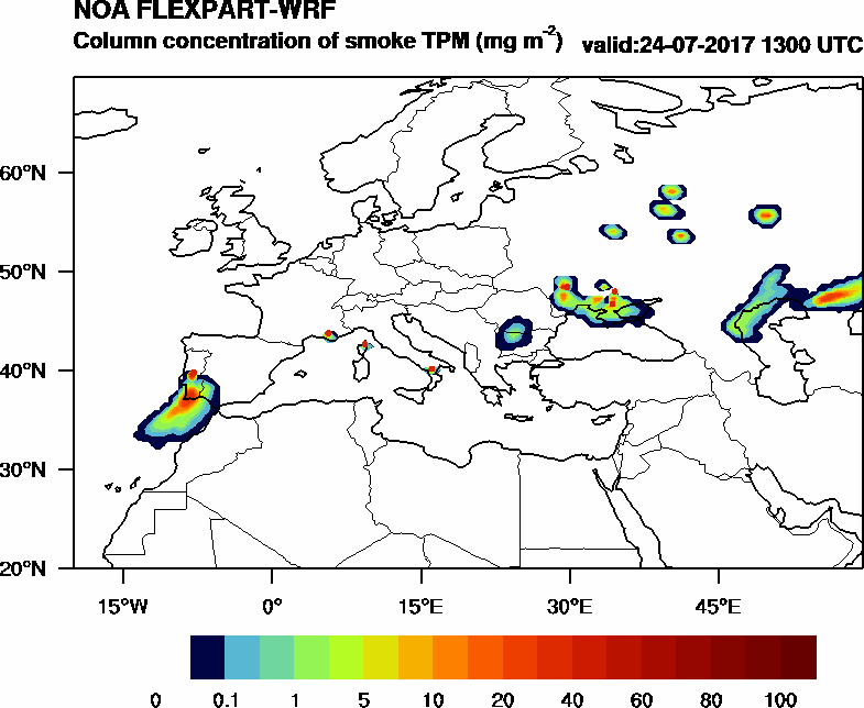 Column concentration of smoke TPM - 2017-07-24 13:00