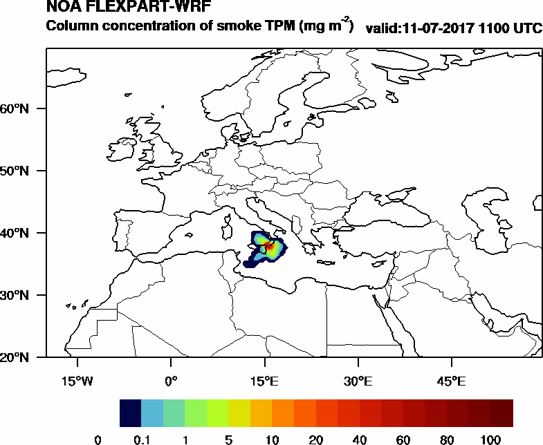 Column concentration of smoke TPM - 2017-07-11 11:00