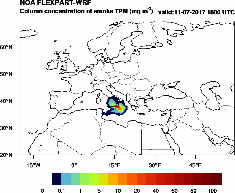 Column concentration of smoke TPM - 2017-07-11 18:00