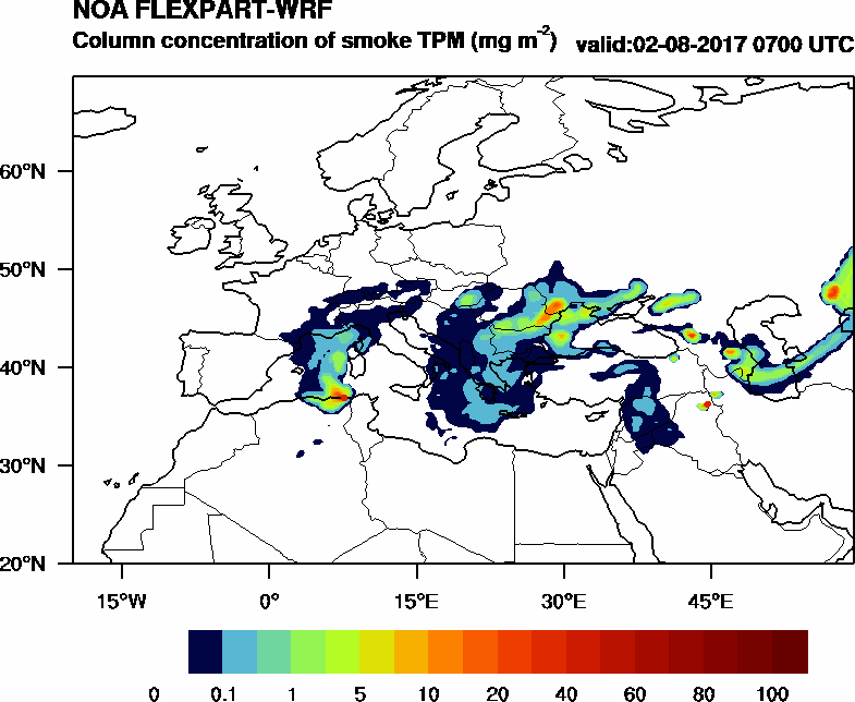 Column concentration of smoke TPM - 2017-08-02 07:00