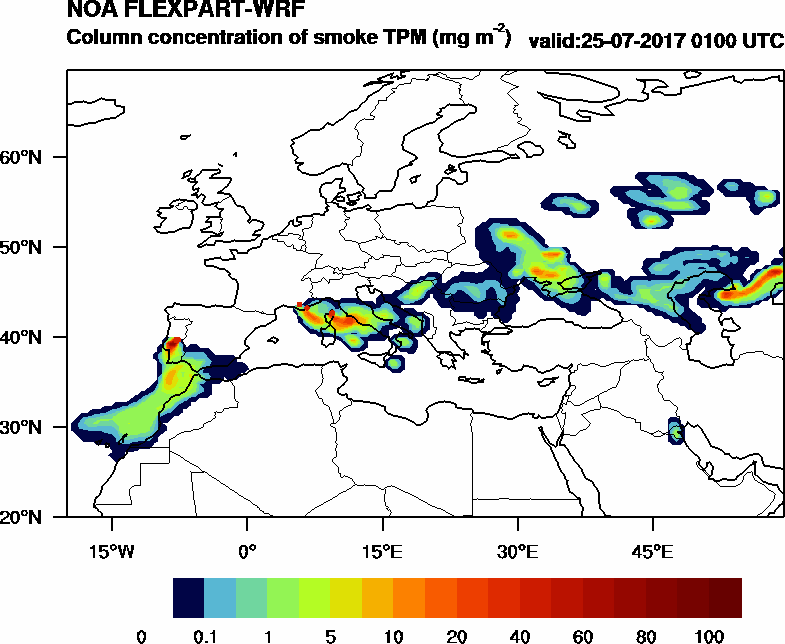 Column concentration of smoke TPM - 2017-07-25 01:00