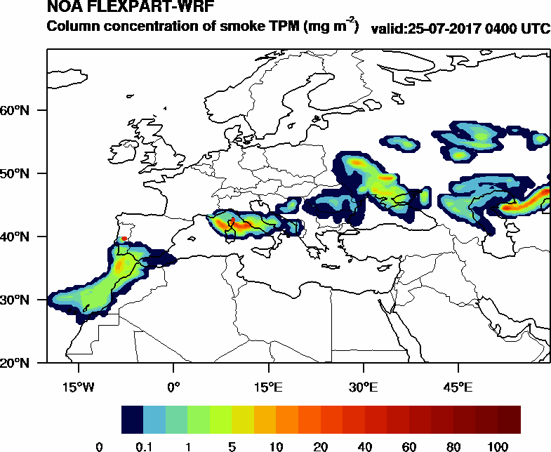 Column concentration of smoke TPM - 2017-07-25 04:00