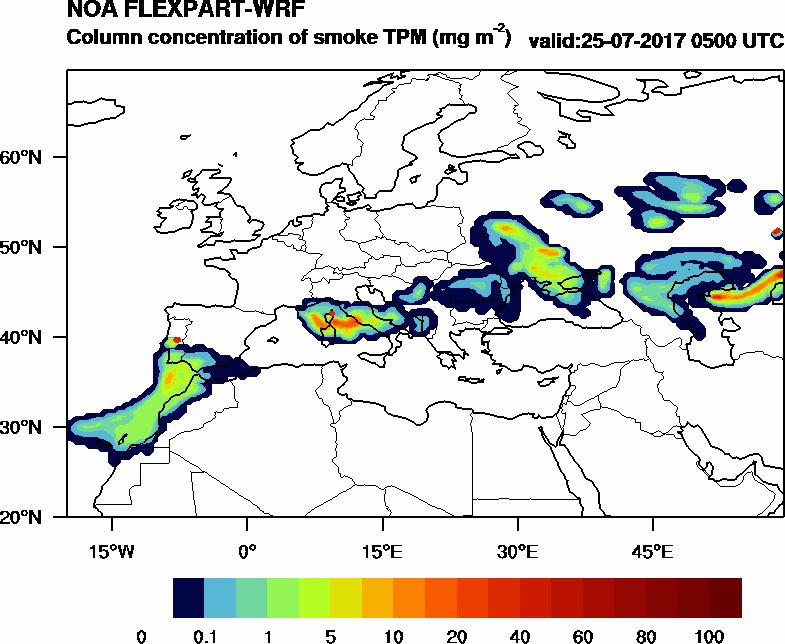 Column concentration of smoke TPM - 2017-07-25 05:00