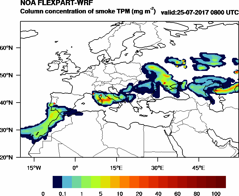 Column concentration of smoke TPM - 2017-07-25 08:00