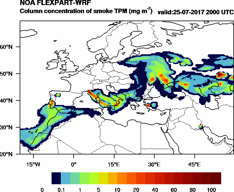 Column concentration of smoke TPM - 2017-07-25 20:00