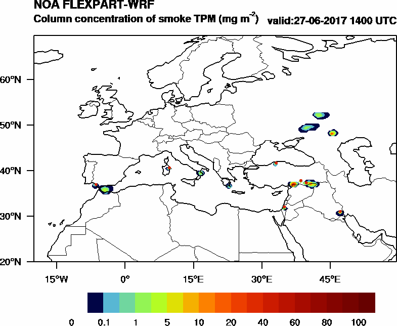 Column concentration of smoke TPM - 2017-06-27 14:00