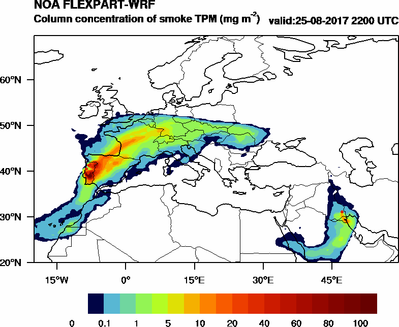 Column concentration of smoke TPM - 2017-08-25 22:00