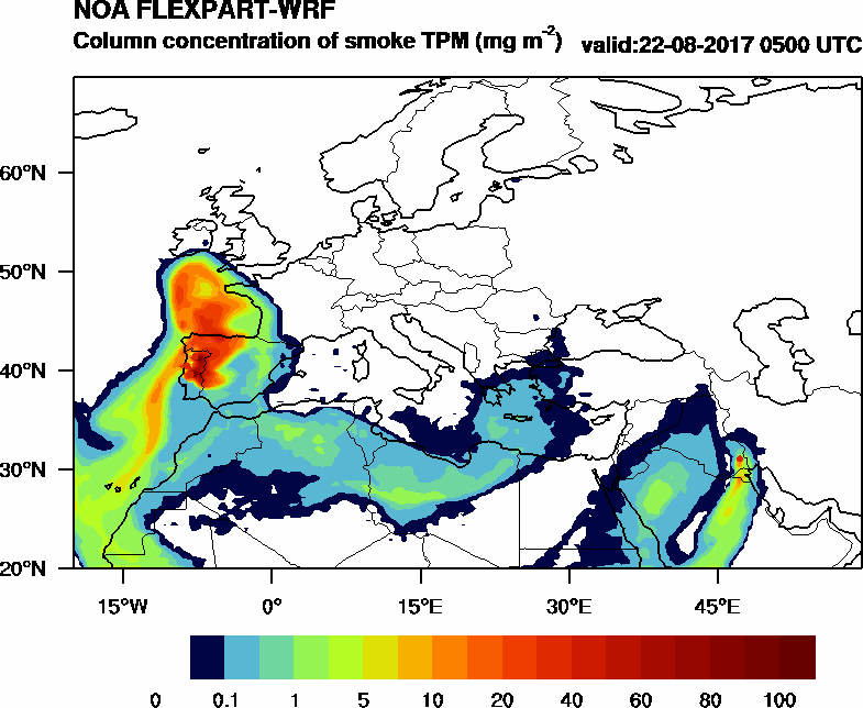 Column concentration of smoke TPM - 2017-08-22 05:00
