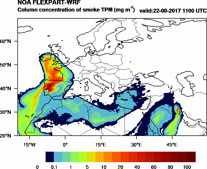 Column concentration of smoke TPM - 2017-08-22 11:00