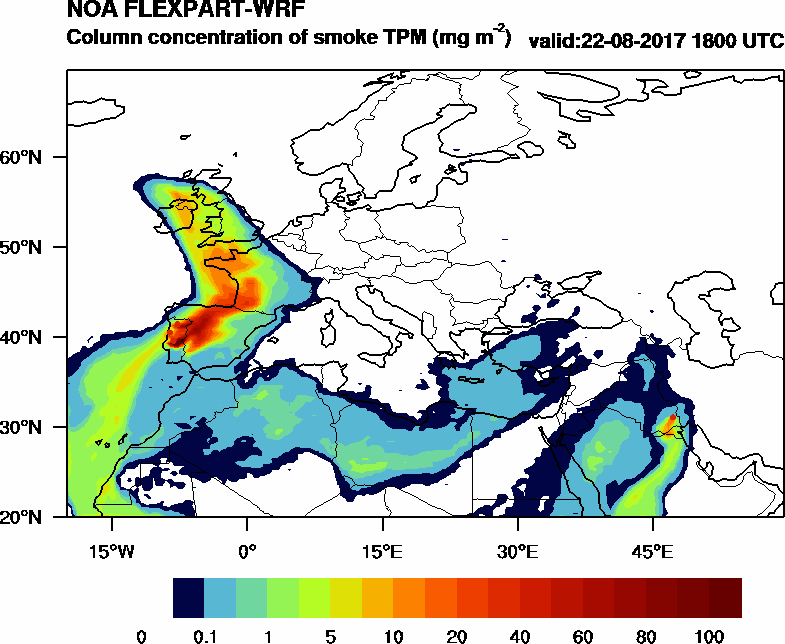Column concentration of smoke TPM - 2017-08-22 18:00